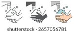 Washing your hands icon collection, coronavirus and covid-19, hand washing sign vector set graphics, editable stroke linear icon, eps 10