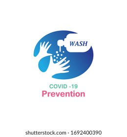 Lavate las manos. métodos de prevención Covid-19, virus corona plantilla vectorial
