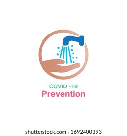 Washing your hands. prevention methods Covid-19, virus corona template vector