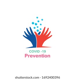 Lavate las manos. métodos de prevención Covid-19, virus corona plantilla vectorial
