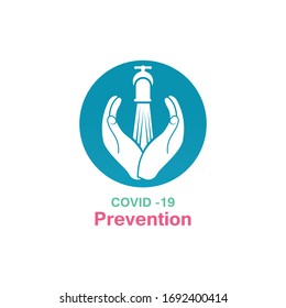 Lavate las manos. métodos de prevención Covid-19, virus corona plantilla vectorial