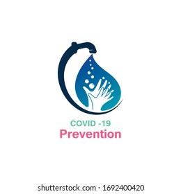 Washing your hands. prevention methods Covid-19, virus corona template vector