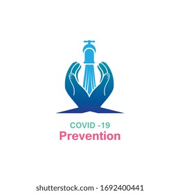 Lavate las manos. métodos de prevención Covid-19, virus corona plantilla vectorial