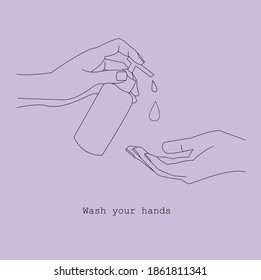 Washing your hands vector corona virus illustration	