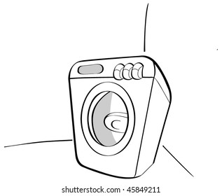 washing-machine cartoon vector illustration, in sketch drawing style