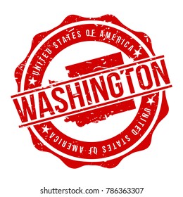 Washington America Original Stamp Design Vector Art Tourism Souvenir Round.