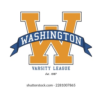 Washington America slogan text. Vintage college style typography. Vector illustration design for fashion graphics, t shirt prints.