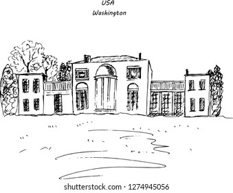 Washington attraction. Vector illustration. Sketch.