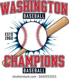 Washington Baseball Champions team. sports vinatge graphics. vintage baseball t-shirt design. Chicago T-shirt Design, baseball sports graphics.