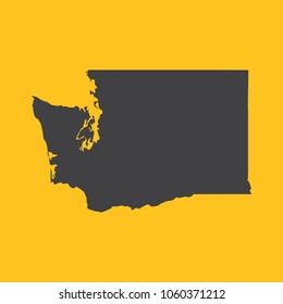 Washington black map,border on orange background. Vector illustration.