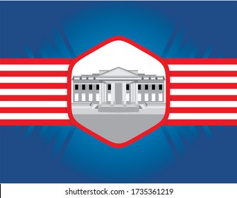 washington capitol building american flags happy presidents day vector illustration