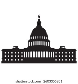 Washington Capitol building skyline silhouette vector, Black. with white background