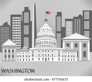 Washington, city architecture vector illustration. Skyline city silhouette.