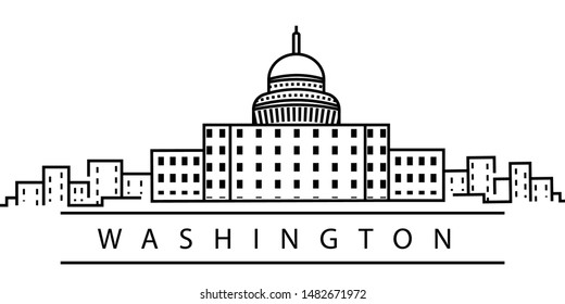 Washington city line icon. Element of USA states illustration icons. Signs, symbols can be used for web, logo, mobile app, UI, UX