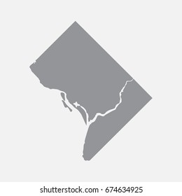 Washington city map in gray on a white background
