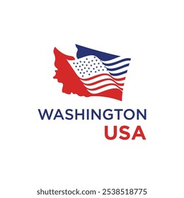 logotipo mapa da cidade de washington estados unidos da américa com elementos da bandeira