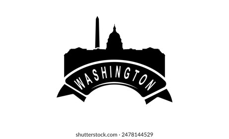 Washington city skyline, black isolated silhouette