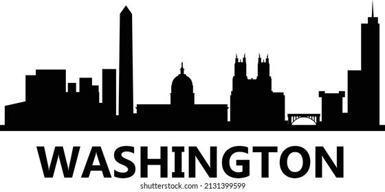 Washington city skyline on white background. Washington skyline silhouette. flat style.