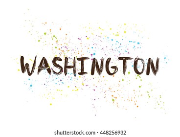 Washington City typography lettering design. Hand drawn brush calligraphy, text for greeting card, t-shirt, post card, poster. Isolated vector illustration.