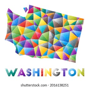 Washington - colorful low poly US state shape. Multicolor geometric triangles. Modern trendy design. Vector illustration.