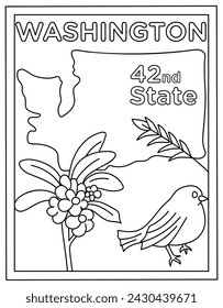 Página para colorear de Washington diseñada en vectores dibujados a mano 