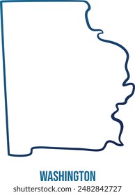 Washington county, Alabama simplified contour map.Navy blue gradient hand drawn line 