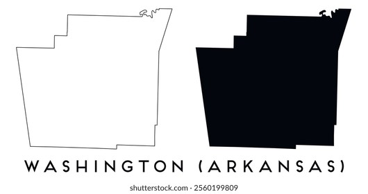 Washington County, Arkansas map outline and black silhouette vector