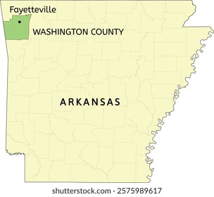 Washington County and city of Fayetteville location on Arkansas state map