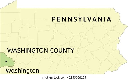 Washington County and city of Washington location on Pennsylvania state map