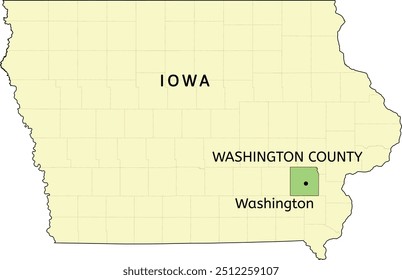 Washington County e cidade de Washington localização no mapa do estado de Iowa