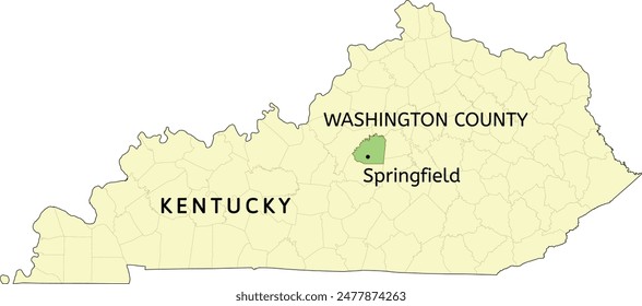 Washington County and city of Springfield location on Kentucky state map