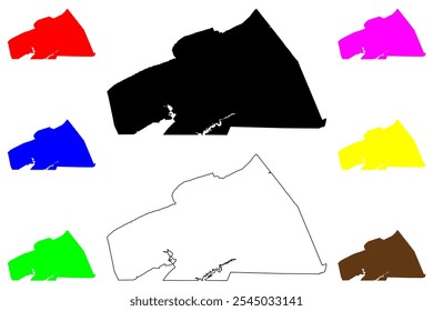 Washington County, Commonwealth da Virgínia (EUA, Estados Unidos da América, EUA, EUA) mapa ilustração vetorial, esboço de rabisco Mapa de Washington