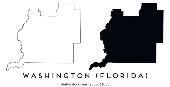 Washington County Florida map outline and black silhouette vector