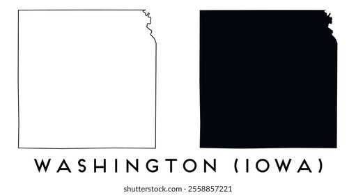 Washington County, Iowa map outline and black silhouette vector