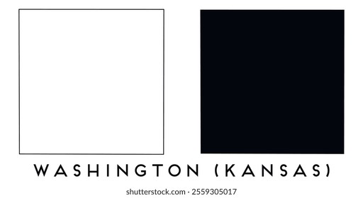 Washington County, Kansas map outline and black silhouette vector