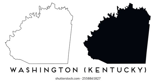 Washington County Kentucky map outline and black silhouette vector