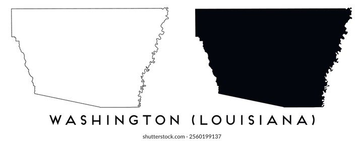 Washington County, Louisiana map outline and black silhouette vector