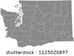 Washington county map vector outline gray background. Washington state of USA map with counties borders