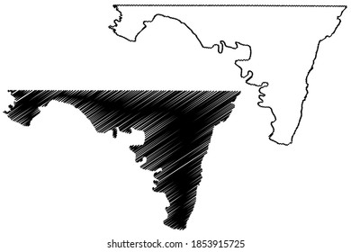 Washington County, Maryland (U.S. county, United States of America, USA, U.S., US) map vector illustration, scribble sketch Washington map