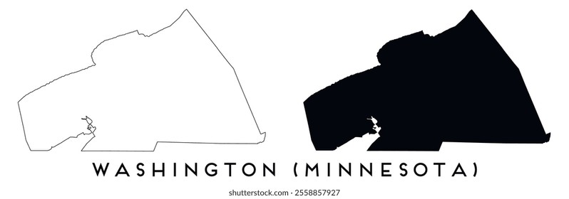 Washington County Minnesota map outline and black silhouette vector