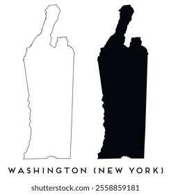 Washington County New York map outline and black silhouette vector