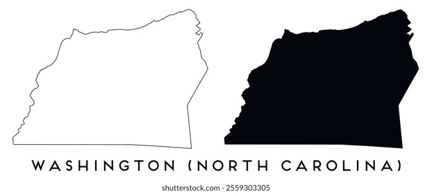 Washington County North Carolina map outline and black silhouette vector