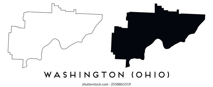 Washington County Ohio map outline and black silhouette vector