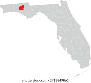 Condado de Washington en el mapa del Vector Editable del Estado de Florida