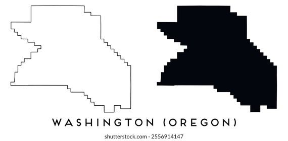 Washington County, Oregon map outline and black silhouette vector