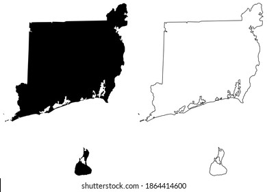 Washington County, State of Rhode Island and Providence Plantations (US County, Vereinigte Staaten von Amerika, USA, USA) Karte, Vektorgrafik, Skizze South County Karte