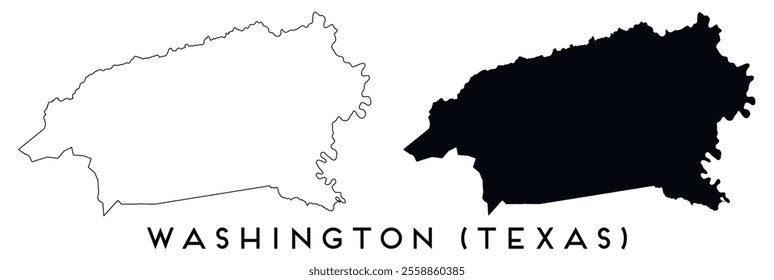 Washington County Texas map outline and black silhouette vector