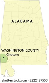 Washington County And Town Of Chatom Location On Alabama State Map