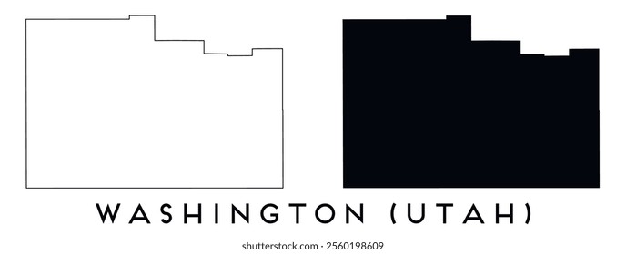 Washington County, Utah map outline and black silhouette vector