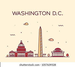 Washington D. C., USA. Trendy vector illustration, linear style